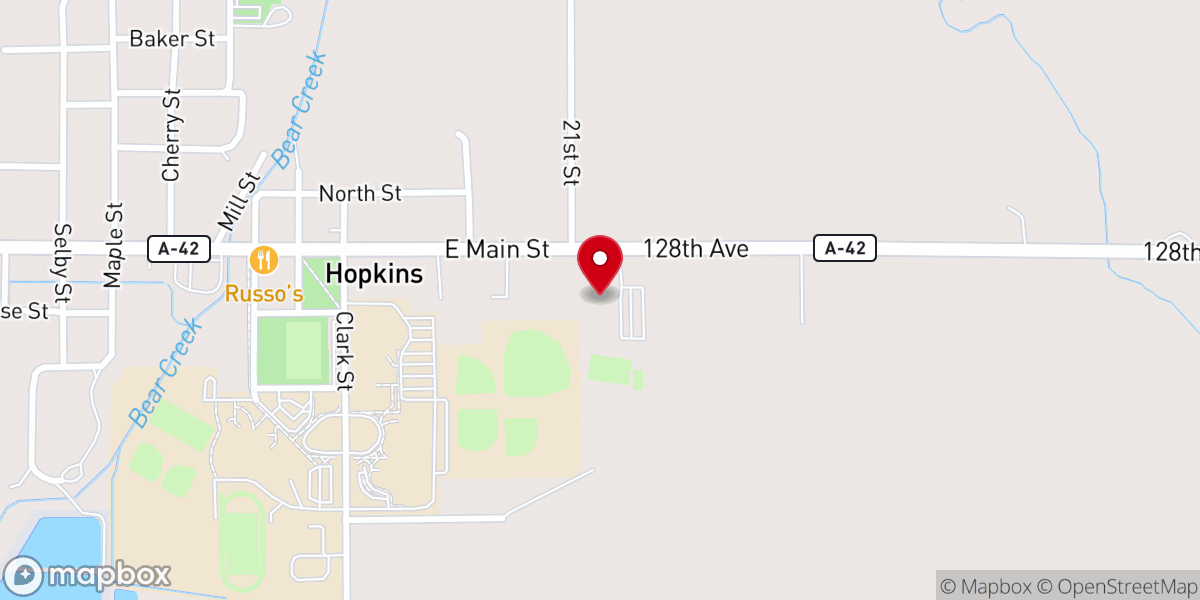 Map showing location of Hopkins Community Church