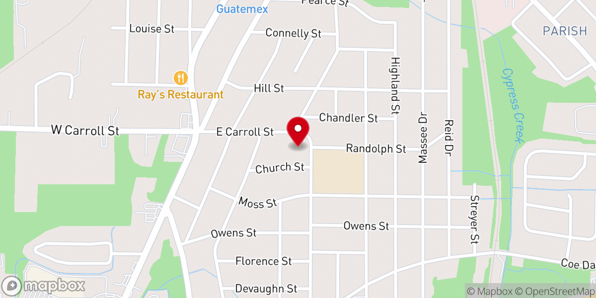 Map showing location of Cloverdale Methodist Church