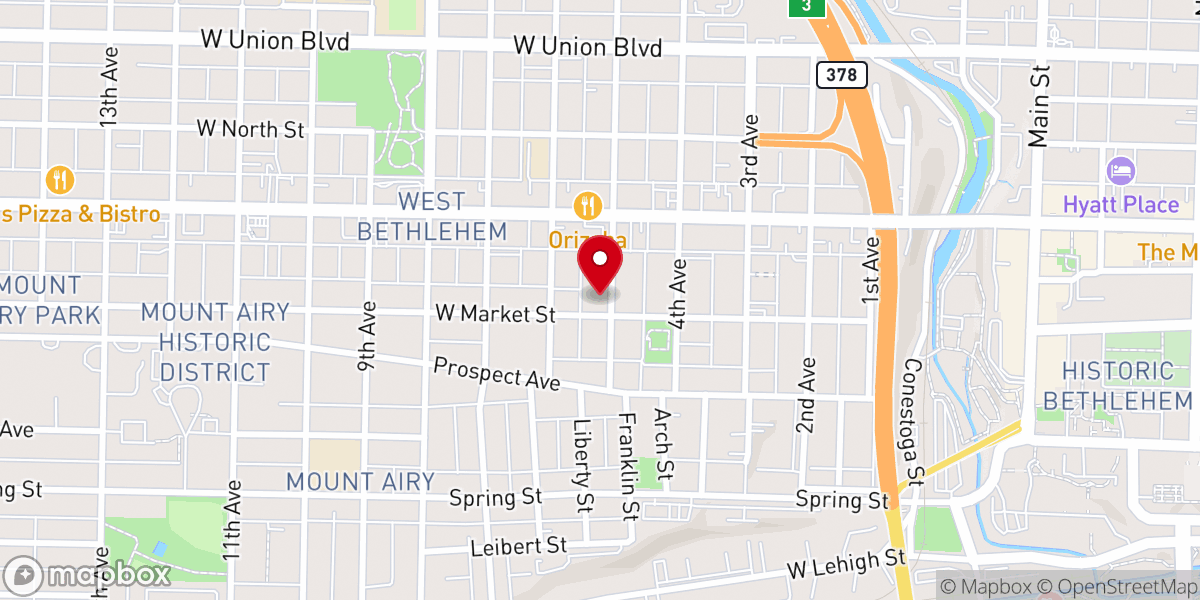 Map showing location of Bethany United Church of Christ