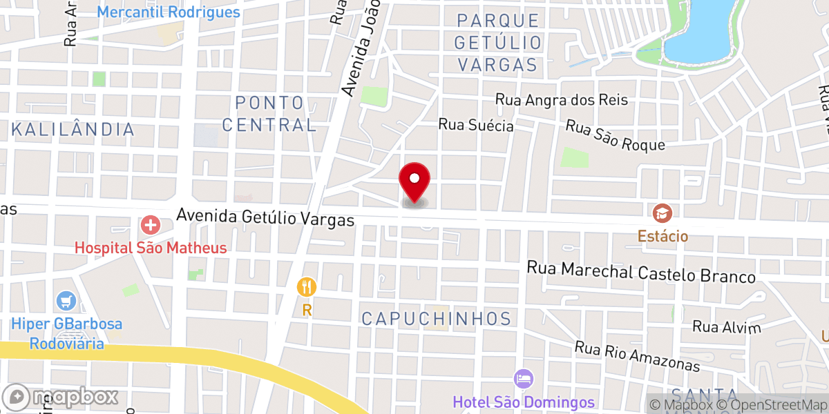 Map showing location of Igreja Batista Central