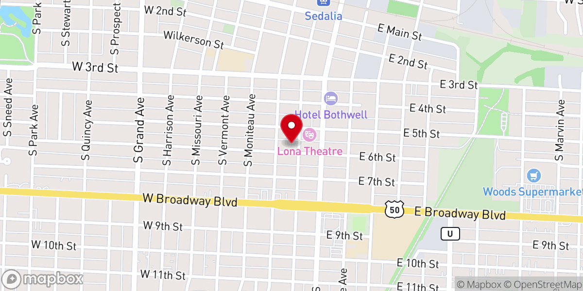 Map showing location of First Slavic Church of Sedalia