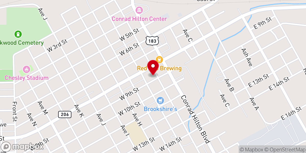 Map showing location of First Baptist Church of Cisco