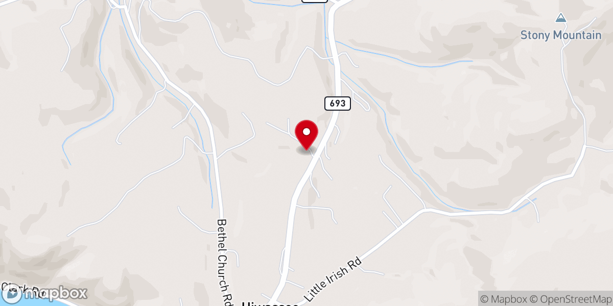 Map showing location of Hiwassee Pentecostal Holiness Church