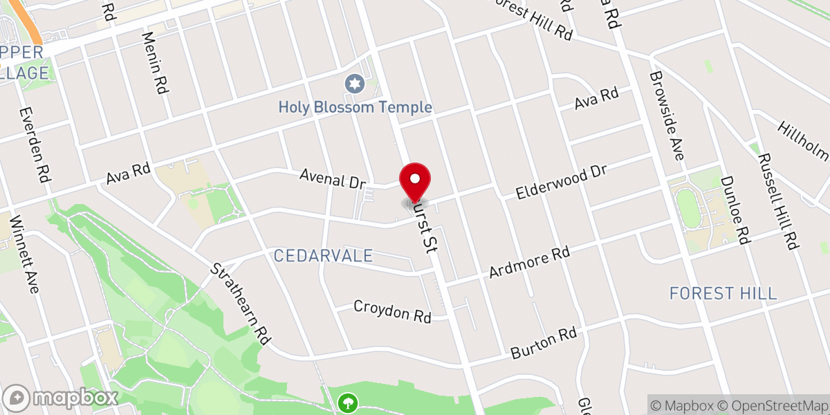Map showing location of Beth Tzedec Congregation