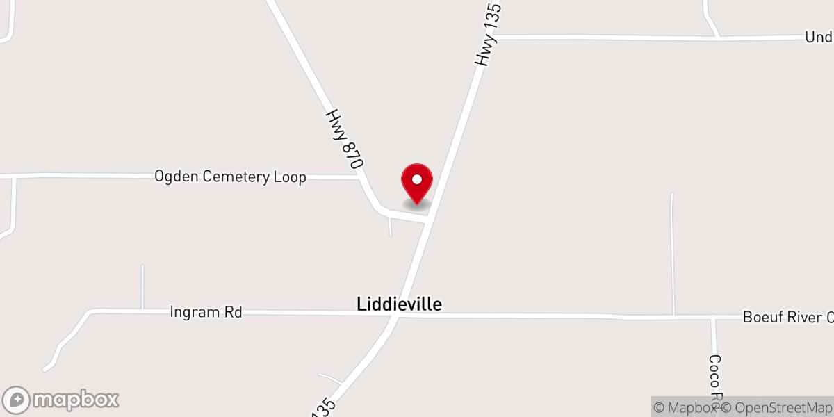 Map showing location of Liddieville Free Methodist Church