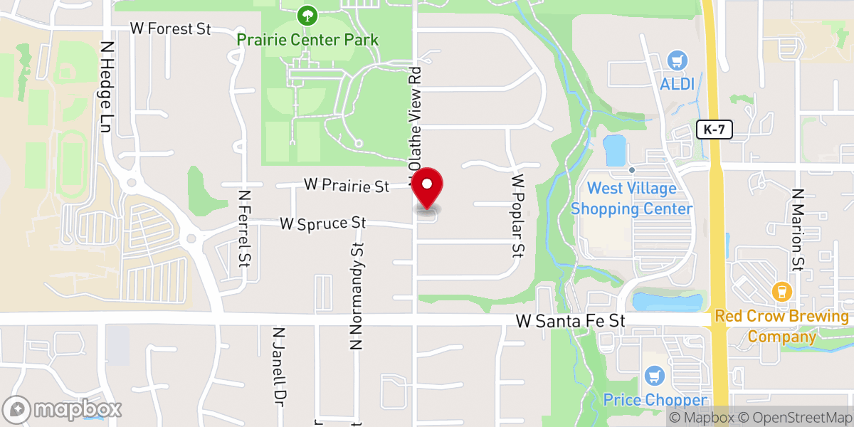 Map showing location of Olathe View Baptist Church