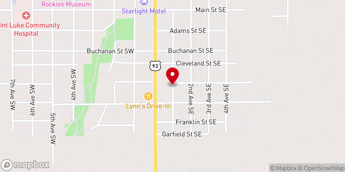 Map showing location of Assembly of God Church