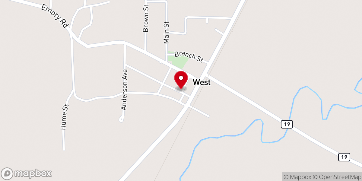 Map showing location of West First Baptist Church