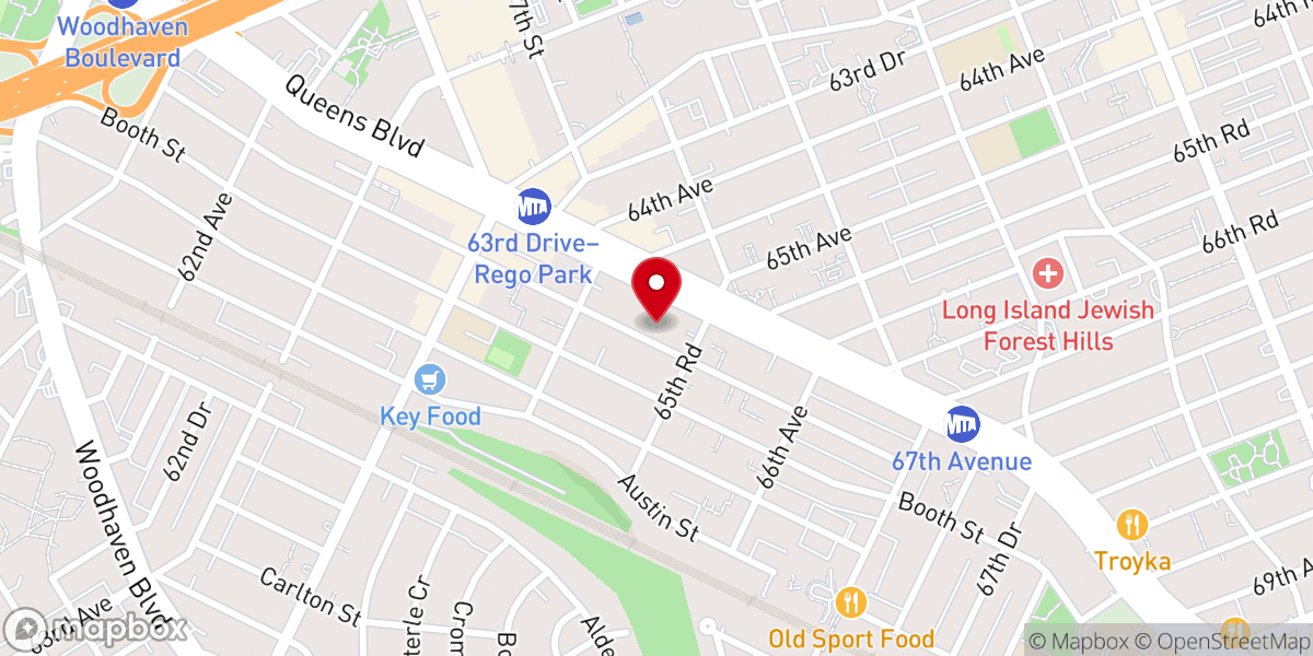 Map showing location of Rego Park Older Adult Center