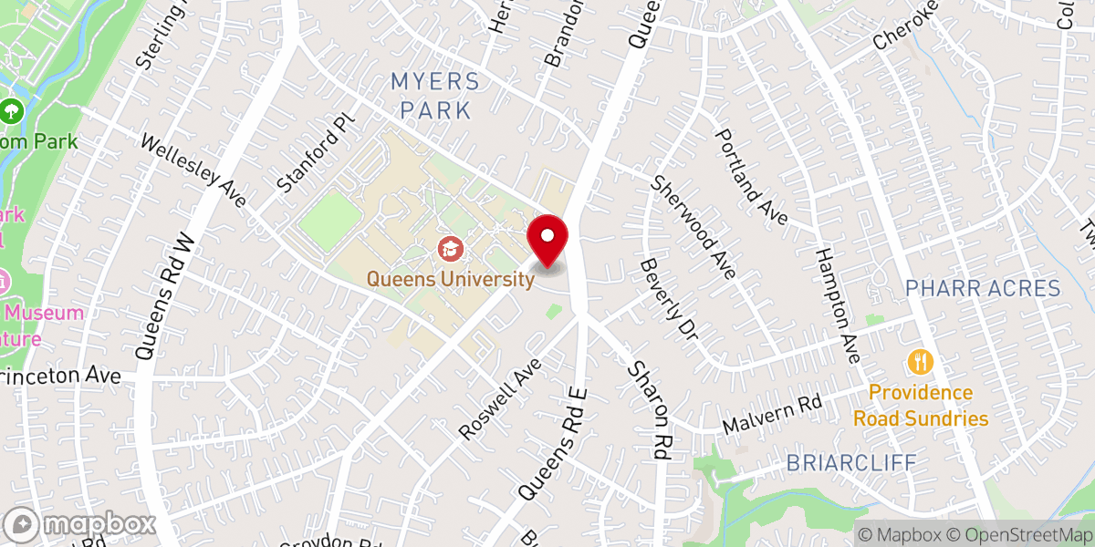 Map showing location of Myers Park Baptist Church