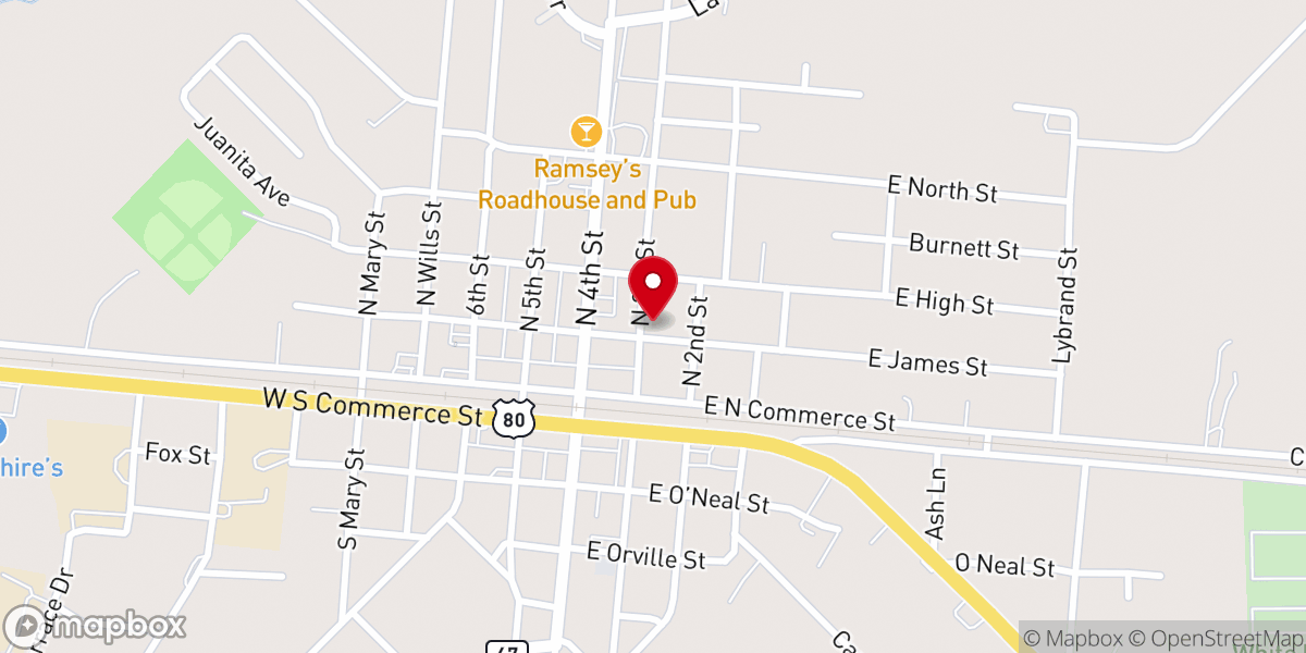 Map showing location of First Christian Church