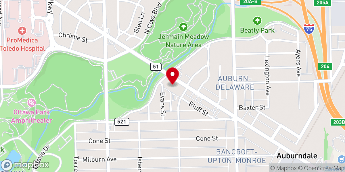 Map showing location of Monroe Street United Methodist Church