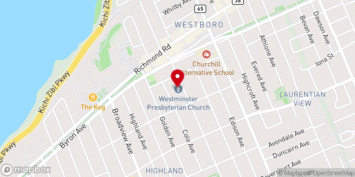 Map showing location of Westminster Presbyterian Church