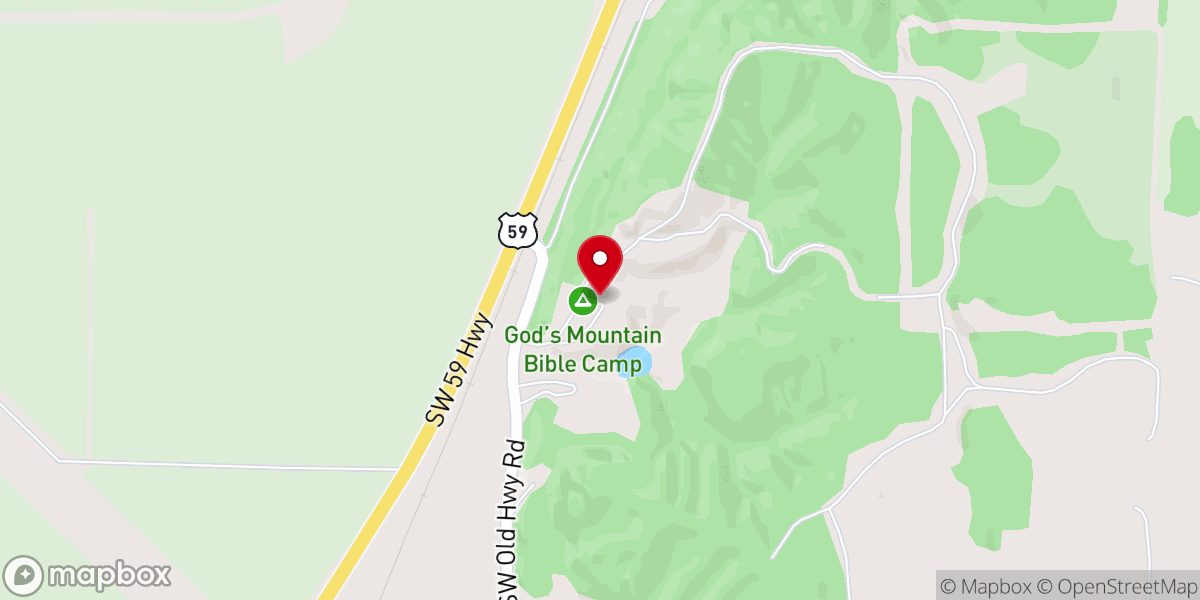 Map showing location of God's Mountain Bible Camp