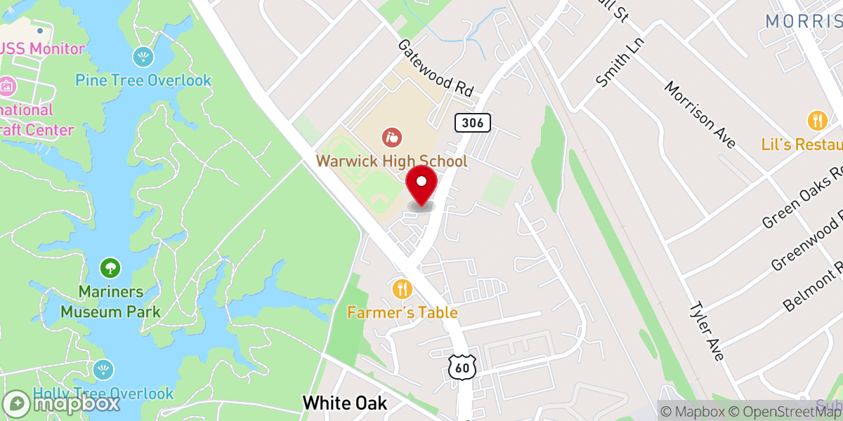 Map showing location of Newport News Church of the Nazarene