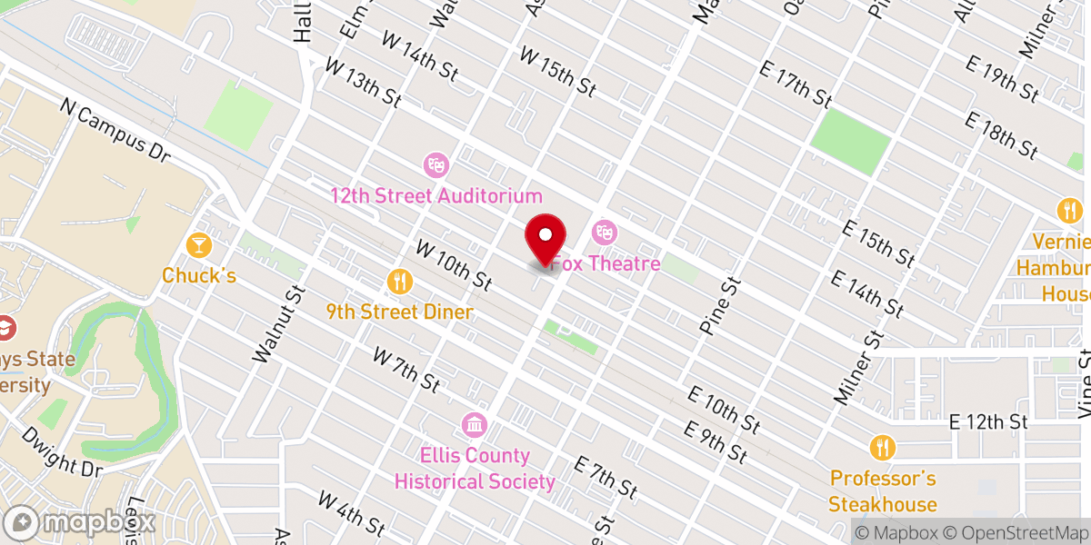 Map showing location of Hays Masonic Lodge