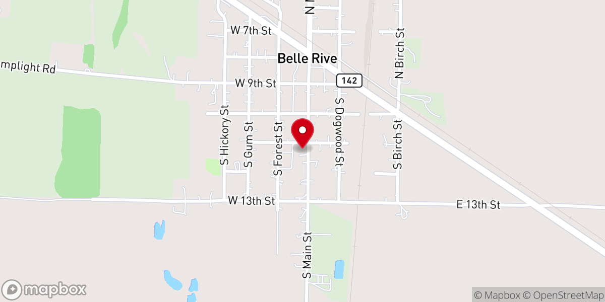 Map showing location of Belle Rive Missionary Baptist Church
