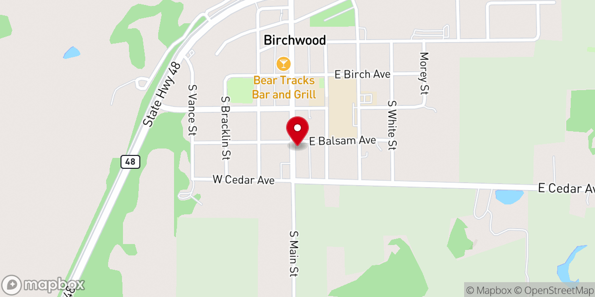 Map showing location of United Methodist Church-Birchwood