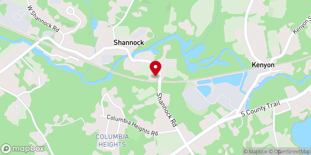 Map showing location of Shannock Baptist Church