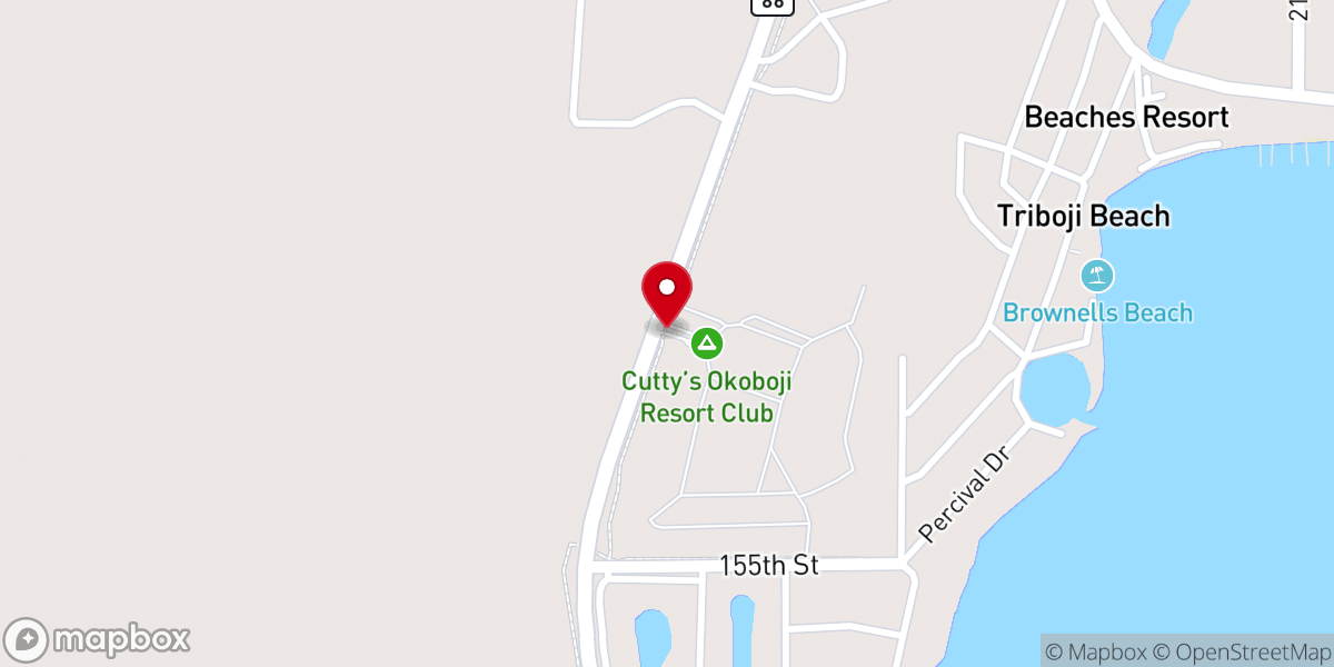 Map showing location of Cutty's Okoboji Resort