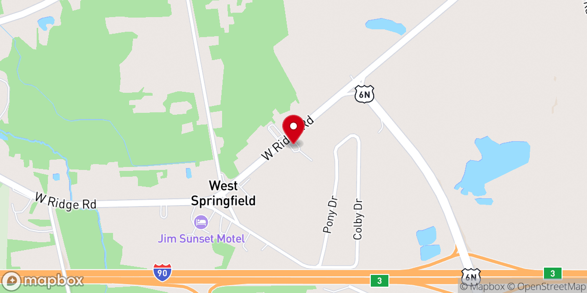 Map showing location of West Springfield Baptist Church