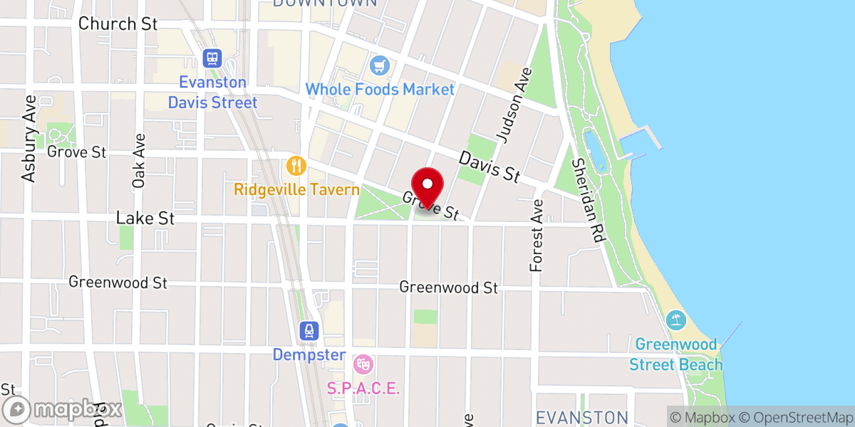 Map showing location of First Congregational Church of Evanston