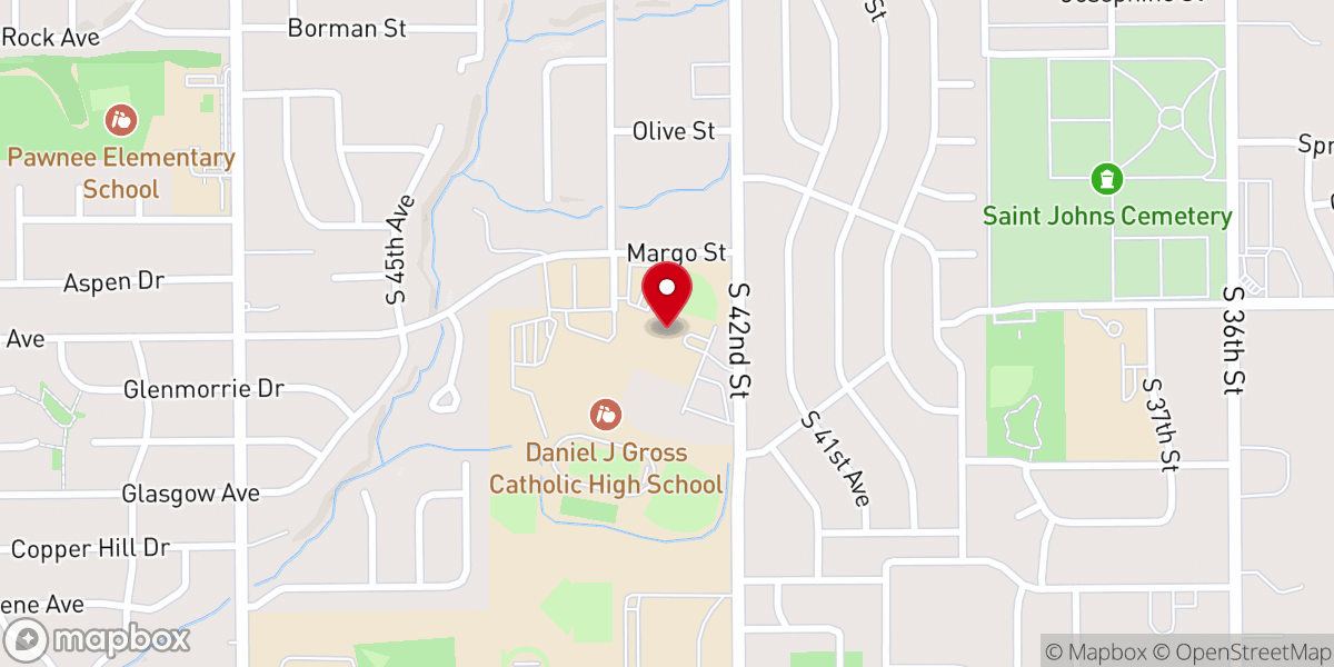Map showing location of Saint Bernadette Catholic Church