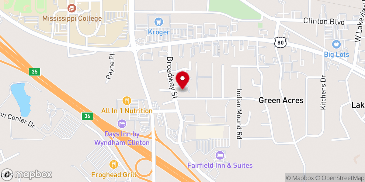 Map showing location of Clinton Church of Christ