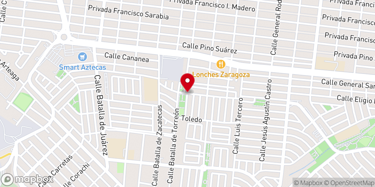 Map showing location of Templo Agua Viva madero