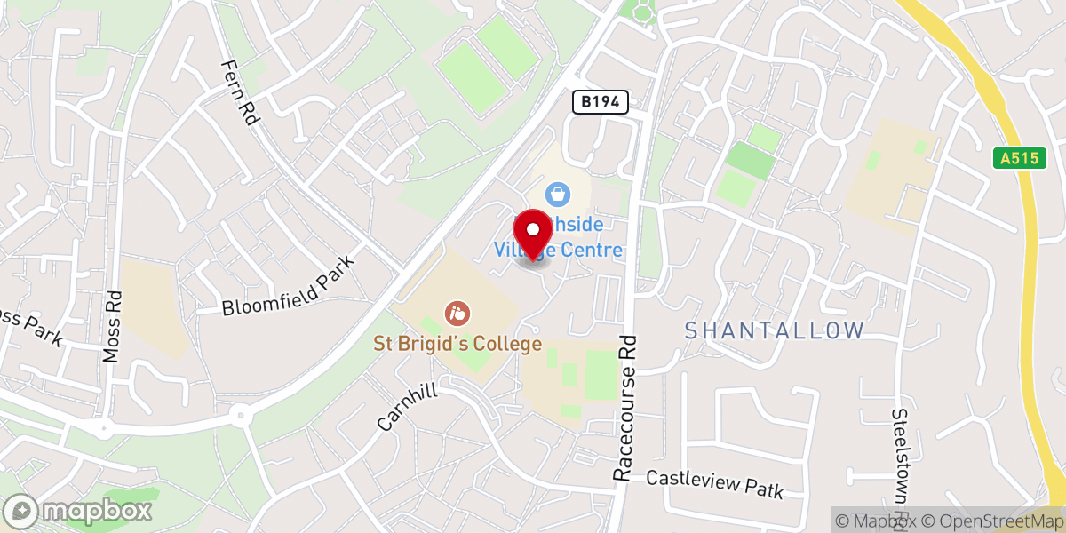 Map showing location of St Brigid's Church