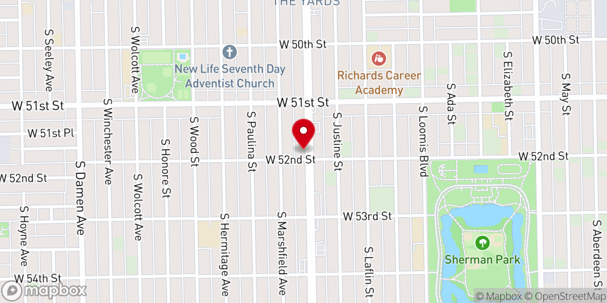Map showing location of First Pentecostal Church of God