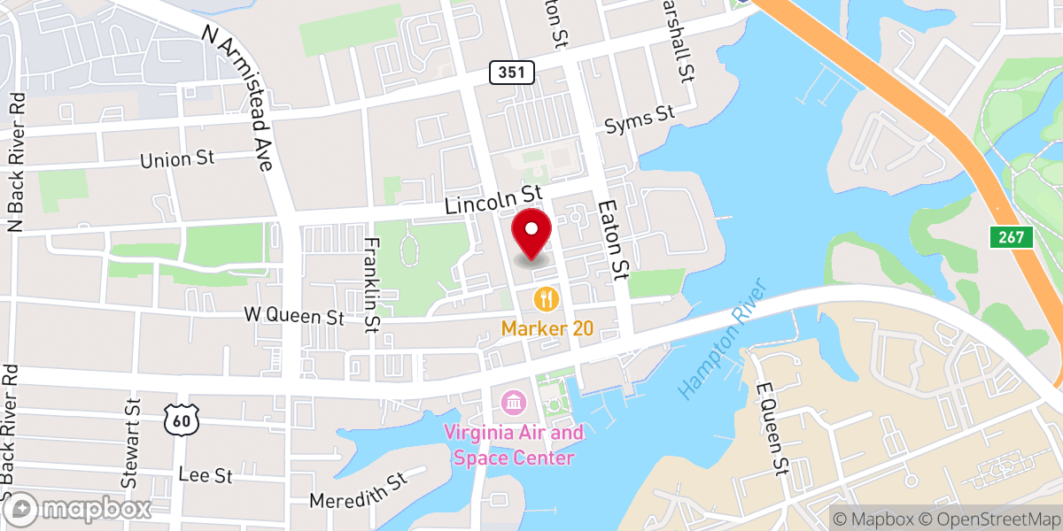 Map showing location of Hampton Baptist Church