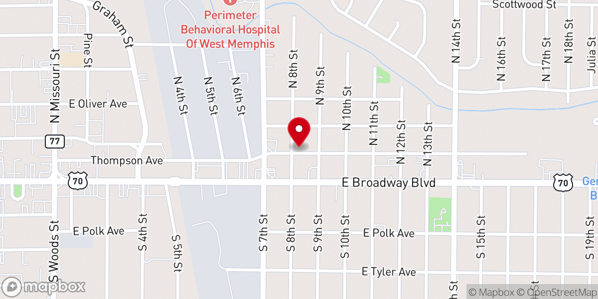 Map showing location of Northside Church of Christ