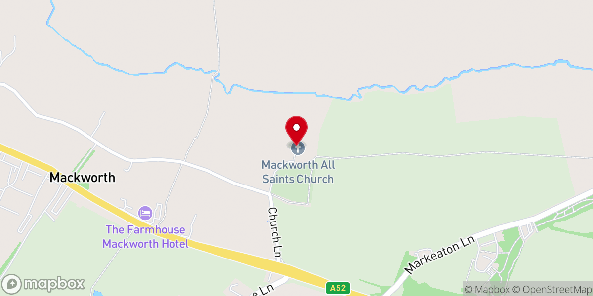 Map showing location of All Saints' Church, Mackworth