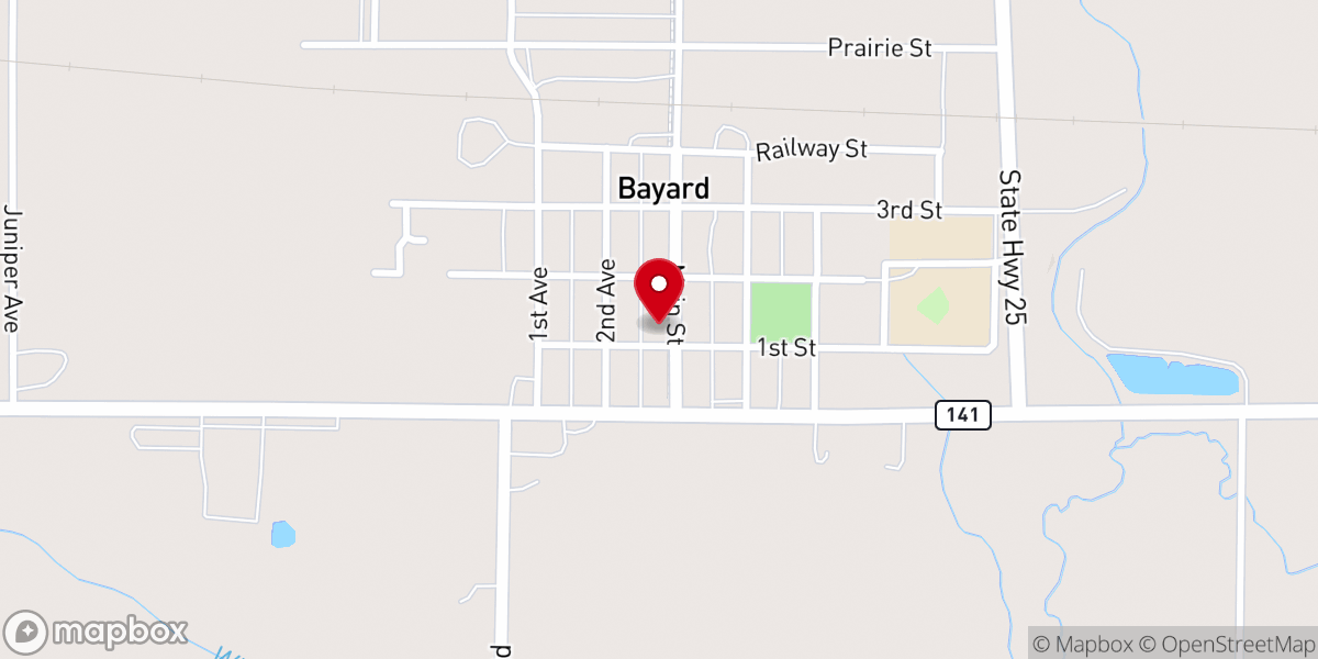 Map showing location of Bayard City Church