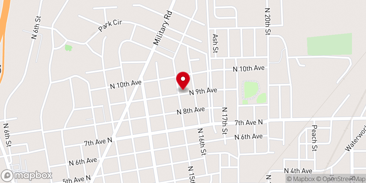 Map showing location of Northside Baptist Church