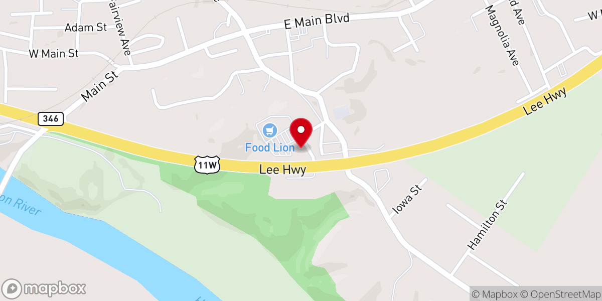 Map showing location of Fast Pace Health Urgent Care - Church Hill - TN