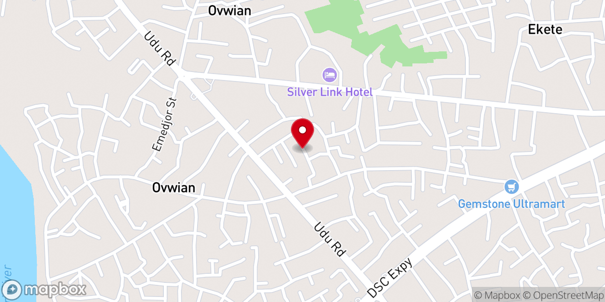 Map showing location of The Light Of The World Mission Inc. Ovwian Warri District Headquarters.