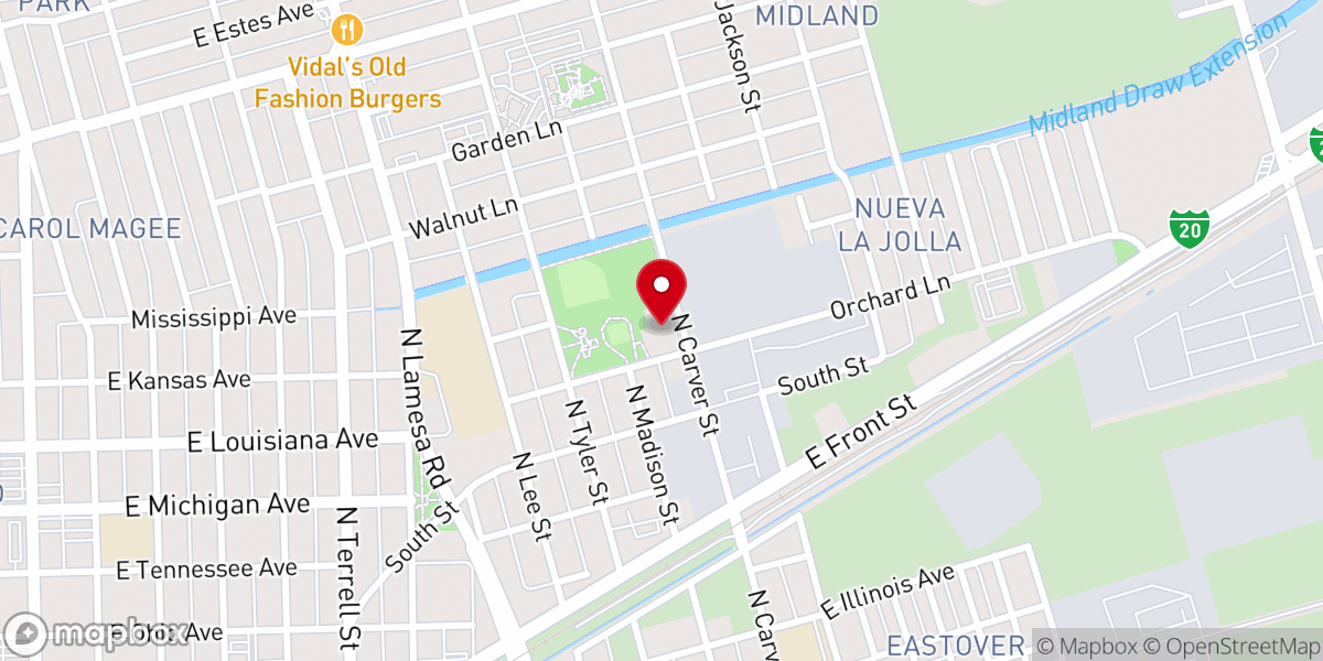 Map showing location of Midland Soup Kitchen Ministries