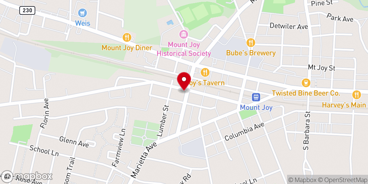 Map showing location of Trinity Evangelical Congregational Church