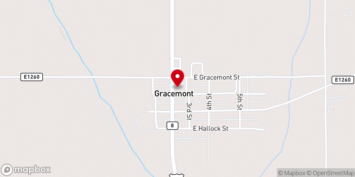 Map showing location of Gracemont United Methodist Church