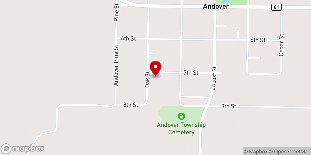 Map showing location of Andover United Methodist Church