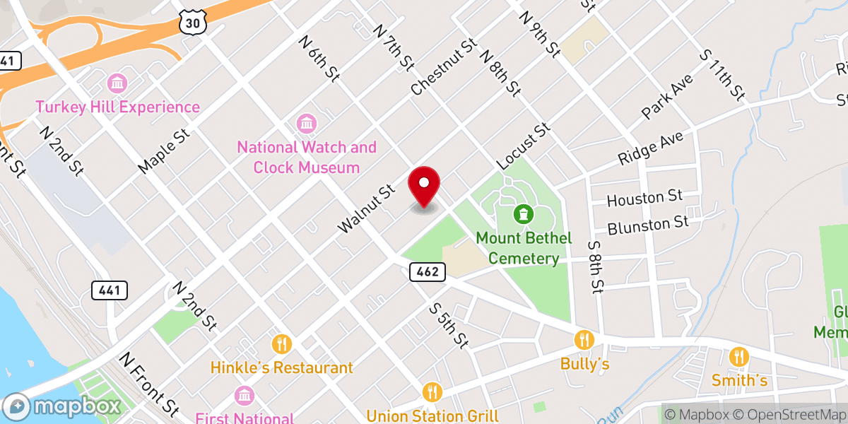 Map showing location of St. Paul's Lutheran Church