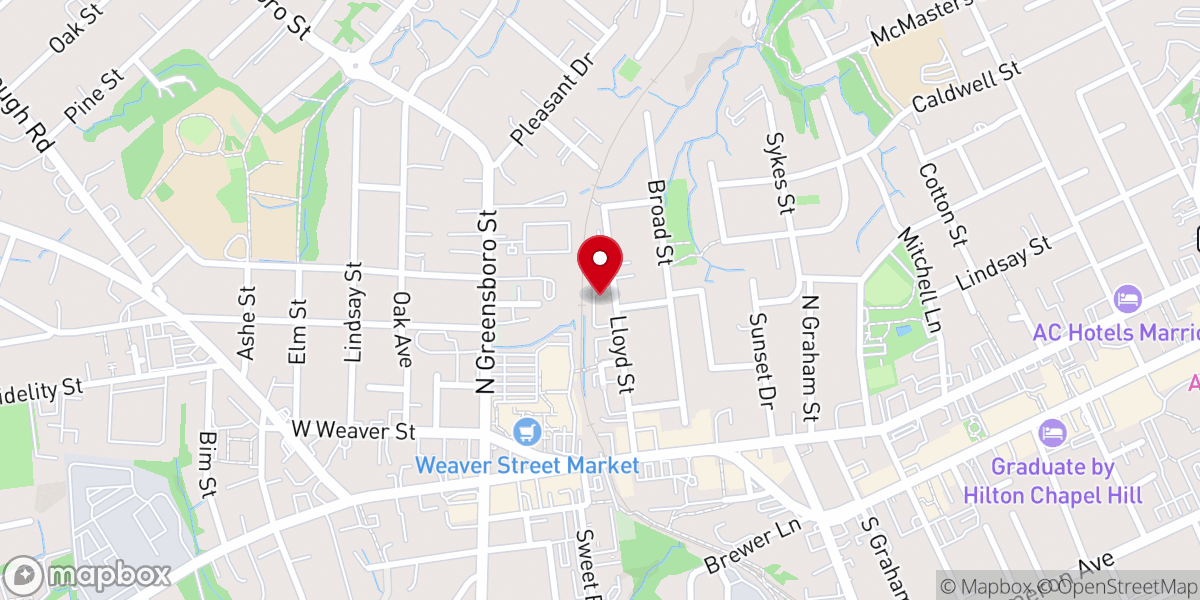 Map showing location of Piedmont Health Services Carrboro Community Health Center