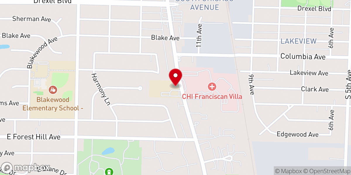 Map showing location of Zion Evangelical Lutheran Church