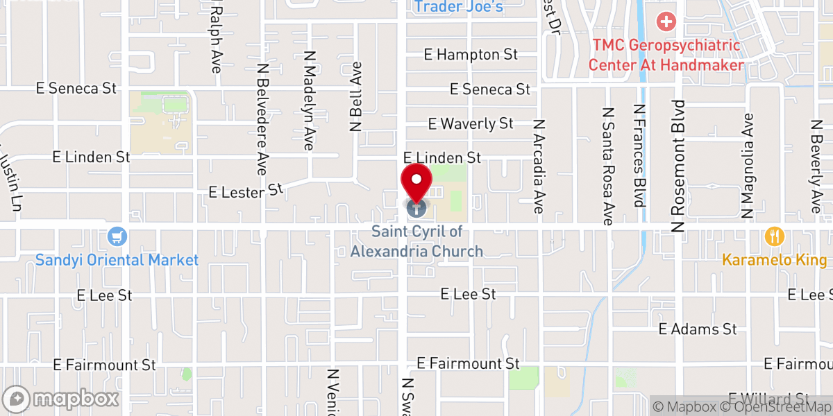 Map showing location of St. Cyril of Alexandria Roman Catholic Parish