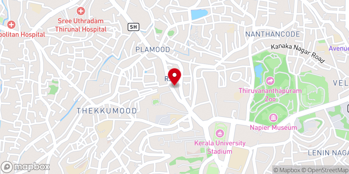 Map showing location of Lourdes Syro-Malabar Forane Church, Trivandrum