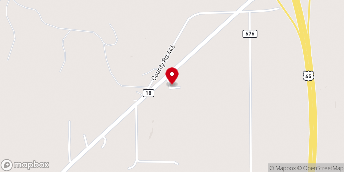 Map showing location of East Quitman Assembly (Jesrun Church)