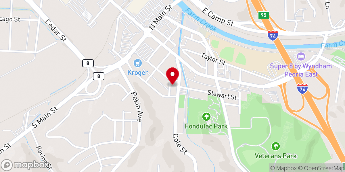 Map showing location of Saint Peter's Lutheran Church
