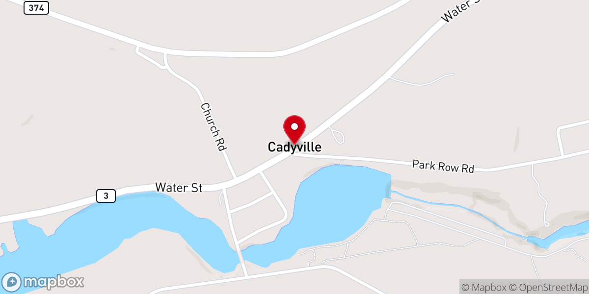 Map showing location of Cadyville